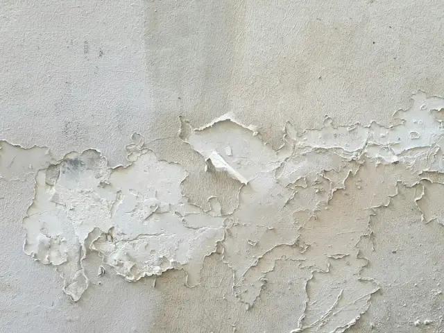 Nem nedeniyle boyası kabarmış ve dökülmüş duvar